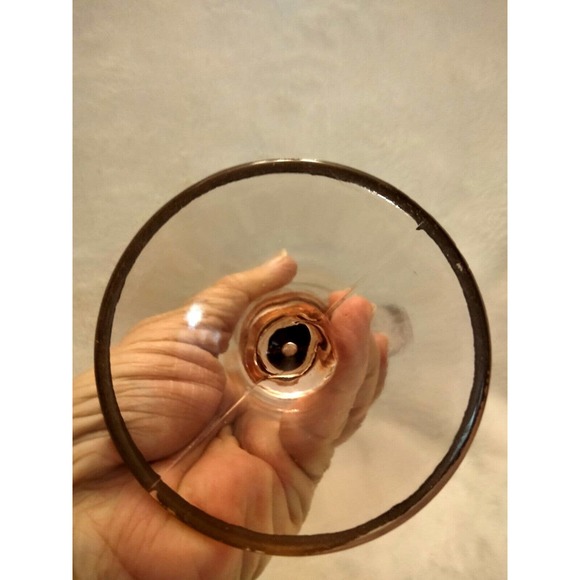 Vintage Fan Shaped Pink Ridge Glass Vase With Gold Trim 9" - Picture 7 of 9